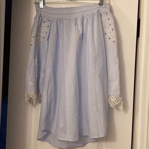 Off the shoulder blue top